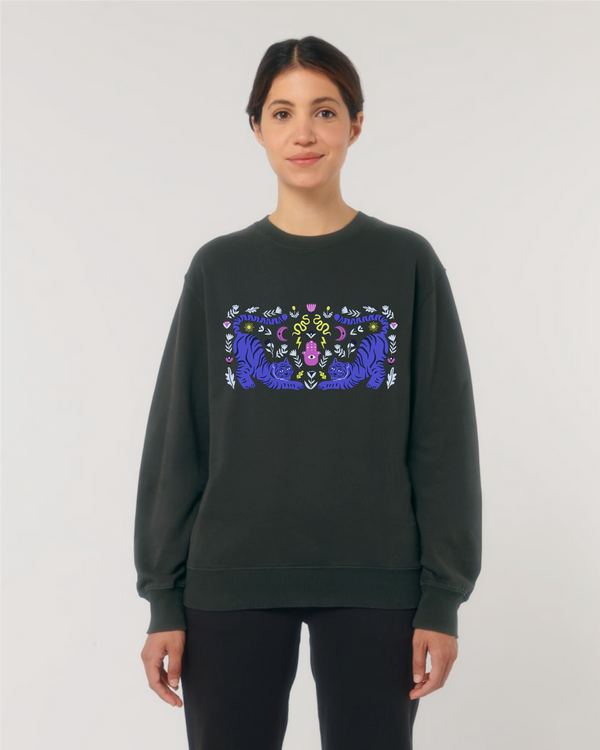 Blue Tigers Vintage Black Sweatshirt